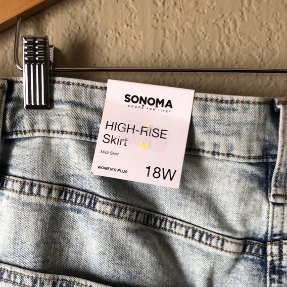 Sonoma Womens Jean Midi Skirt Size 18W Acid Wash Button Fly Retro 80s Style - Picture 11 of 11